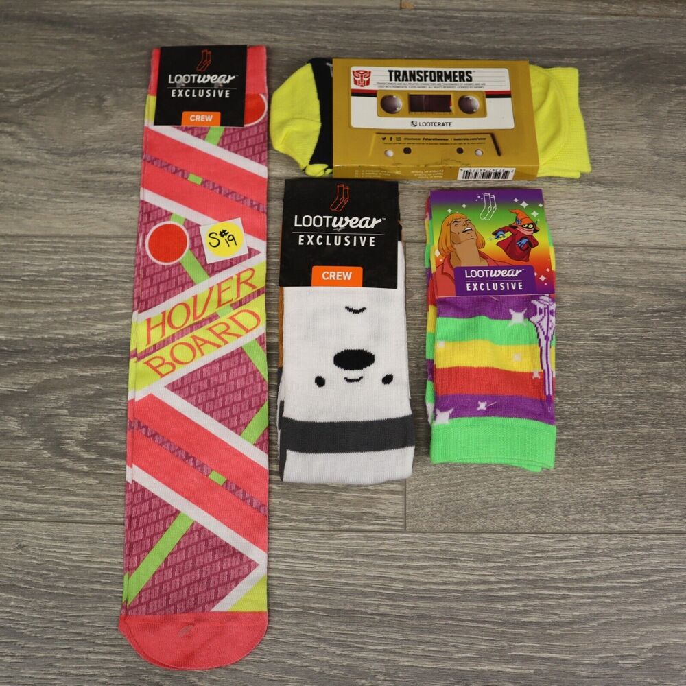 Loot Crate Wear X4 Pairs Sci-Fi Mix and Match Adult Non-Slip Socks